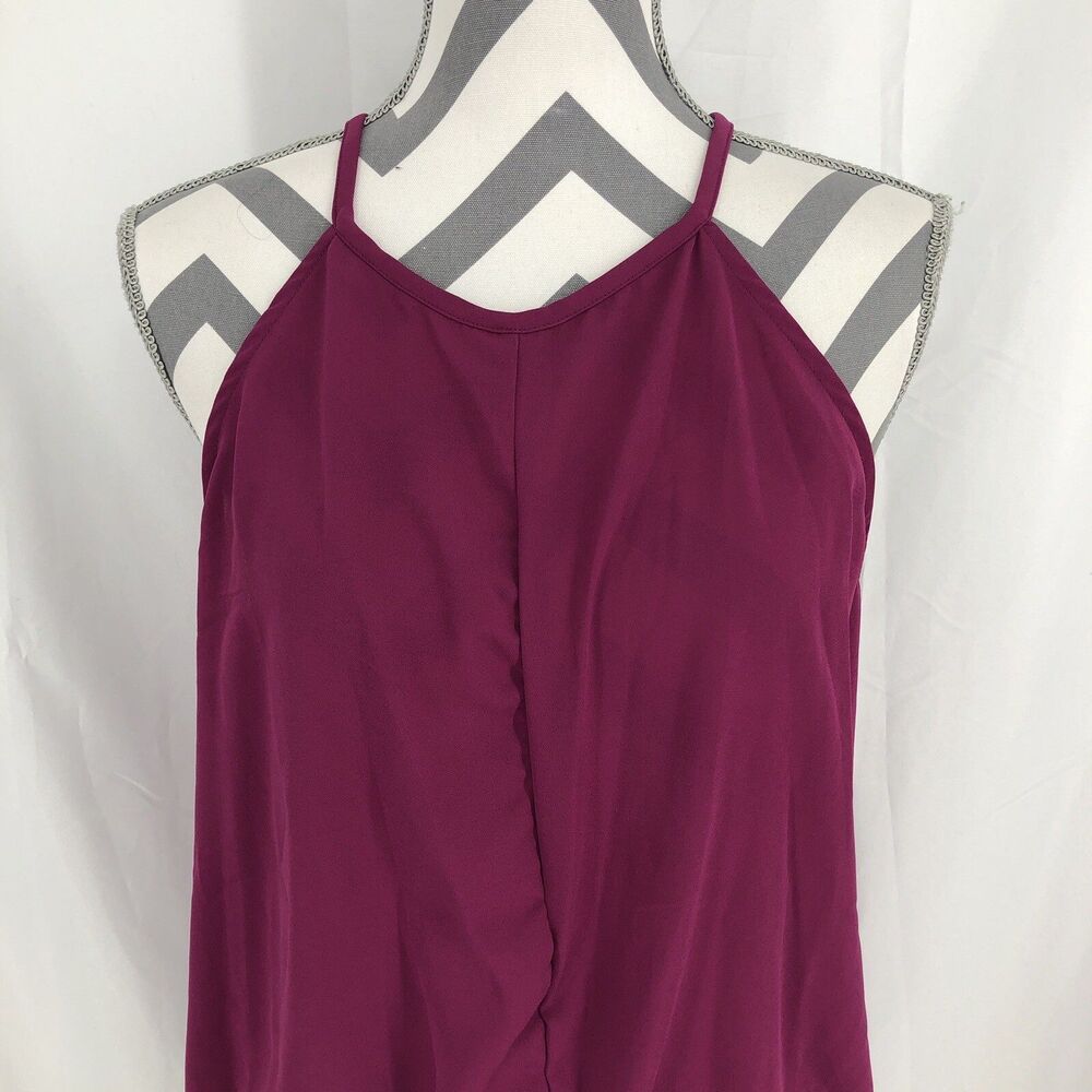 Sandy And Sid Purple Sleeveless Tie Front Keyhole Back Blouse S5354M Large